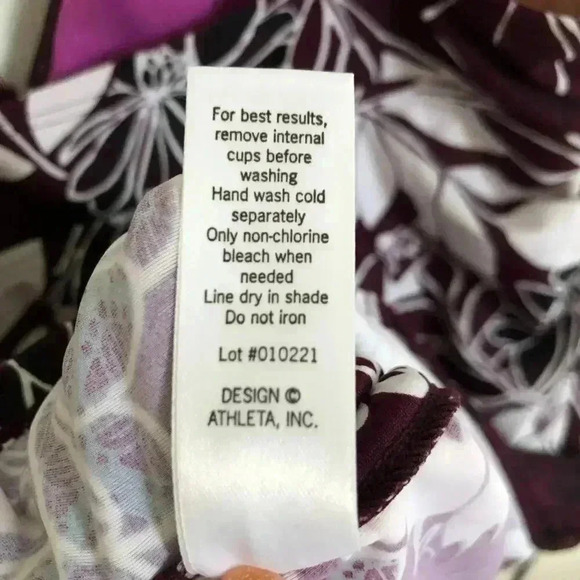 Athleta Purple Floral Ruched Tankini / Bikini Top - Picture 10 of 10